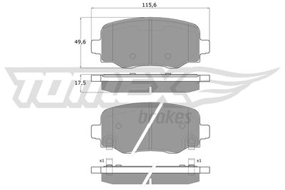 Комплект тормозных колодок, дисковый тормоз TOMEX Brakes TX 18-19 для JEEP COMPASS