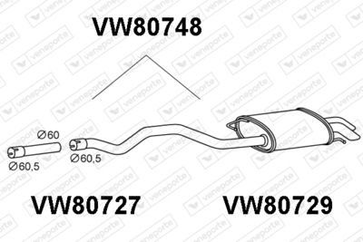 Глушитель выхлопных газов конечный VENEPORTE VW80748 для VW TRANSPORTER