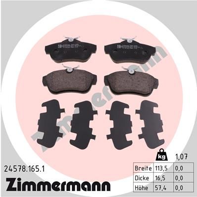 ZIMMERMANN 24578.165.1 Тормозные колодки и сигнализаторы  для TOYOTA PROACE (Тойота Проаке)