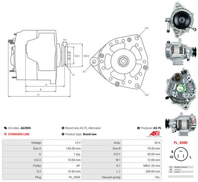 GENERATOR / ALTERNATOR AS-PL A6390S 4