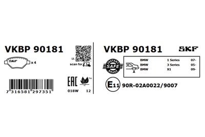 Brake Pad Set, disc brake VKBP 90181