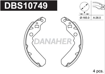 Комплект тормозных колодок DANAHER DBS10749 для DAIHATSU SIRION