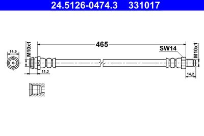 Тормозной шланг ATE 24.5126-0474.3 для MERCEDES-BENZ B-CLASS