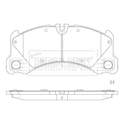 Комплект тормозных колодок, дисковый тормоз BORG & BECK BBP2866 для PORSCHE CAYENNE