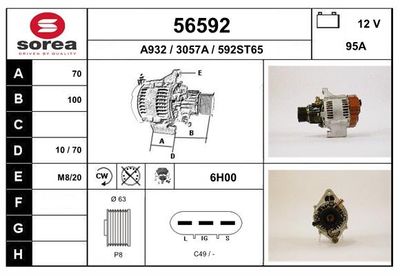 Генератор EAI 56592 для OPEL FRONTERA