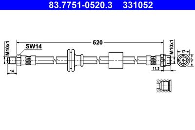ATE 83.7751-0520.3 Тормозной шланг  для BMW X3 (Бмв X3)