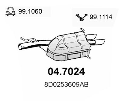 ASSO 04.7024 Глушитель выхлопных газов  для AUDI A4 (Ауди А4)