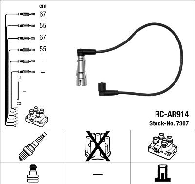Комплект проводов зажигания NGK 7307 для ALFA ROMEO 146