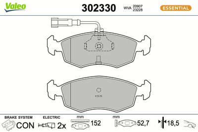 BREMSBELAGSATZ SCHEIBENBREMSE VALEO 302330