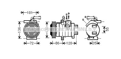Компрессор, кондиционер PRASCO CRK132 для CHRYSLER 300C