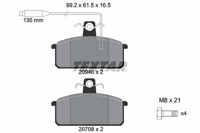 Комплект тормозных колодок, дисковый тормоз TEXTAR 2094602 для LANCIA PRISMA