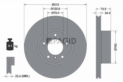 спирачен диск PAGID 54761NHC