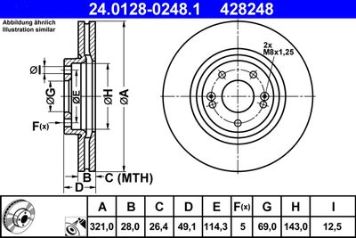 Тормозной диск ATE 24.0128-0248.1 для HYUNDAI GRAND SANTA FE