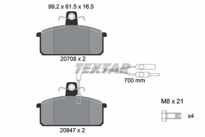 Комплект тормозных колодок, дисковый тормоз TEXTAR 2070804 для SEAT MALAGA