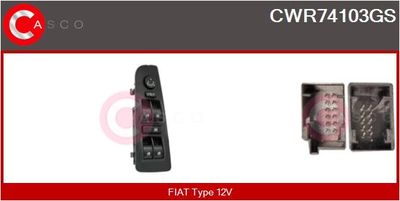 Выключатель, стеклолодъемник CASCO CWR74103GS для FIAT BRAVO
