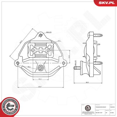Uložení, automatická převodovka ESEN SKV 75SKV818