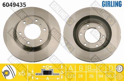 GIRLING 6049435 Тормозные диски для MITSUBISHI PAJERO IV Van (V9_, V8_, V8_V)