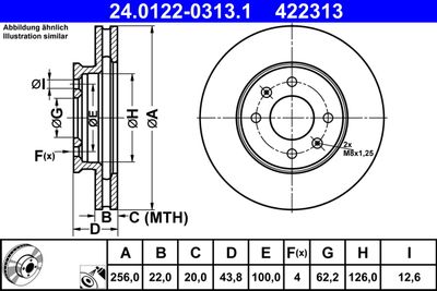 Тормозной диск ATE 24.0122-0313.1 для HYUNDAI SOLARIS