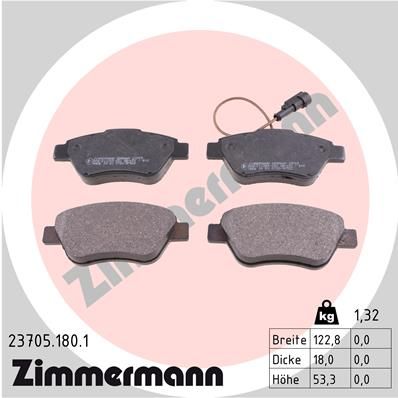 ZIMMERMANN 23705.180.1 Тормозные колодки и сигнализаторы  для FIAT DOBLO (Фиат Добло)