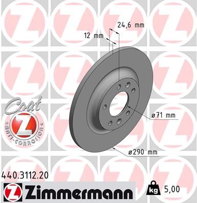 ZIMMERMANN 440.3112.20 Тормозные диски  для PEUGEOT  (Пежо Ркз)