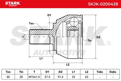каре комплект, полуоска STARK SKJK-0200438