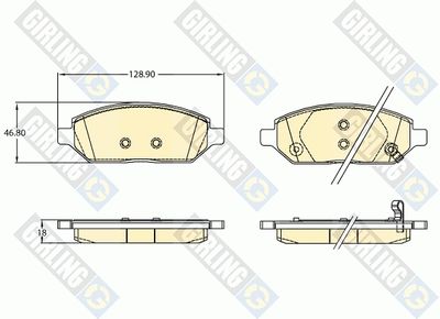 Комплект тормозных колодок, дисковый тормоз GIRLING 6121352 для OPEL KARL
