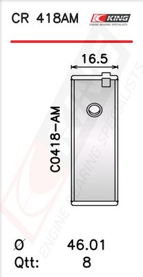 Черупка на биелен лагер KING CR 418AM0.25