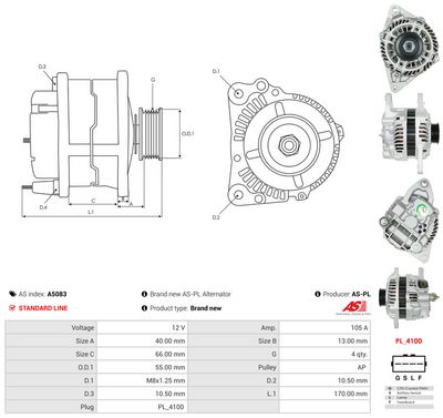 GENERATOR / ALTERNATOR AS-PL A5083 4