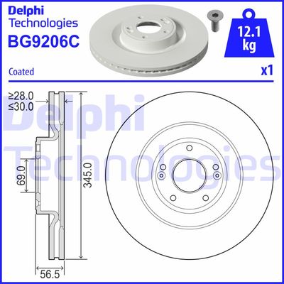 Тормозной диск DELPHI BG9206C для HYUNDAI EQUUS