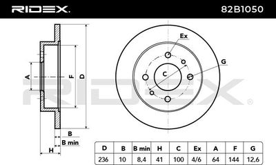 спирачен диск RIDEX 82B1050