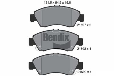 Комплект тормозных колодок, дисковый тормоз BENDIX Braking BPD1327 для HONDA CAPA