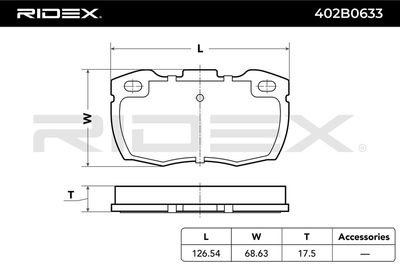 комплект спирачно феродо, дискови спирачки RIDEX 402B0633