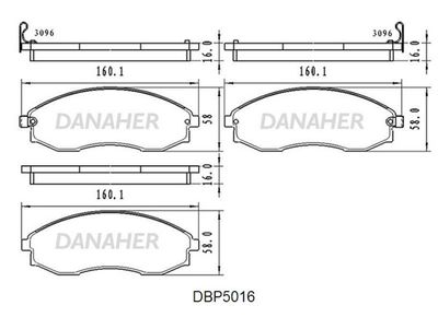 Комплект тормозных колодок, дисковый тормоз DANAHER DBP5016 для SSANGYONG ISTANA
