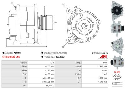 GENERATOR / ALTERNATOR AS-PL A6910S 4