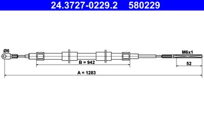 Тросик, cтояночный тормоз ATE 24.3727-0229.2 для BMW Z3