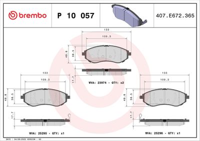 BREMBO Bremsbelagsatz, Scheibenbremse PRIME LINE (P 10 057)