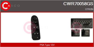 Выключатель, стеклолодъемник CASCO CWR70058GS для CITROËN C3