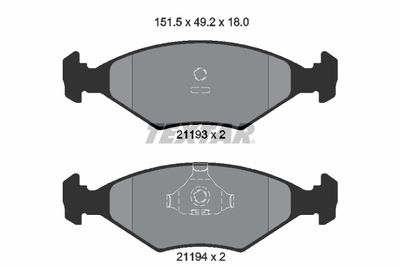 Комплект тормозных колодок, дисковый тормоз TEXTAR 2119301 для FIAT FIORINO