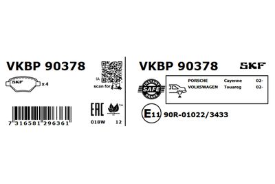 Brake Pad Set, disc brake VKBP 90378