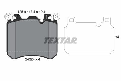 Комплект тормозных колодок, дисковый тормоз TEXTAR 2452401 для ROLLS-ROYCE DAWN