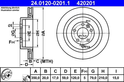 Тормозной диск ATE 24.0120-0201.1 для LAND ROVER DISCOVERY