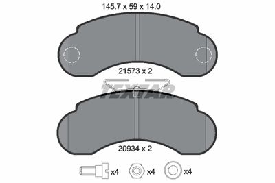 Комплект тормозных колодок, дисковый тормоз TEXTAR 2157302 для MERCEDES-BENZ MB