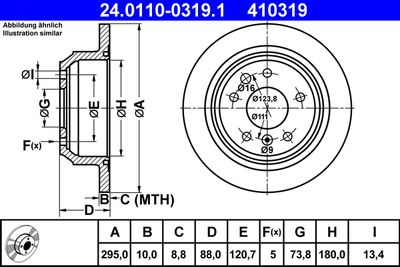 Тормозной диск ATE 24.0110-0319.1 для JAGUAR XJ