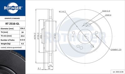 спирачен диск ROTINGER RT 2516-GL
