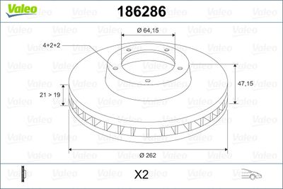 Тормозной диск VALEO 186286 для ROVER 200