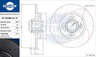 Tarcza hamulcowa ROTINGER RT 3230BS-GL T5