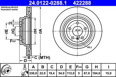 Тормозной диск ATE 24.0122-0288.1 для MERCEDES-BENZ GLE