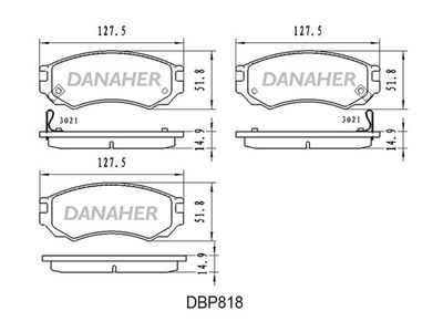 Комплект тормозных колодок, дисковый тормоз DANAHER DBP818 для NISSAN 100NX