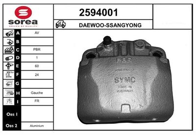 EAI 2594001 Тормозной суппорт для SSANGYONG KORANDO (K5, K9)