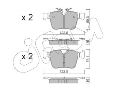 комплект спирачно феродо, дискови спирачки CIFAM 822-1122-0
